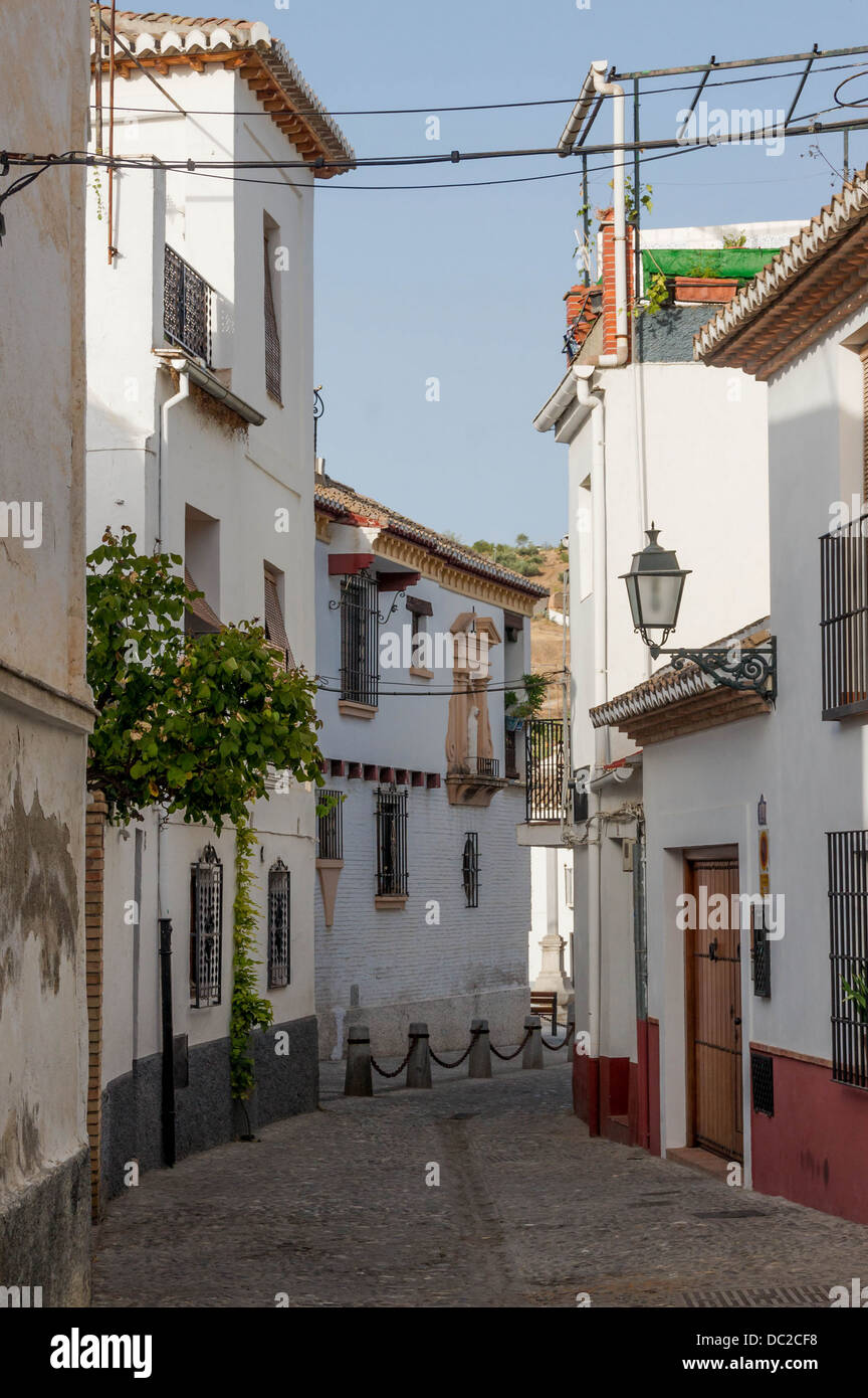 A small street in Albayzin neighborhood, Granada, Spain. Stock Photo