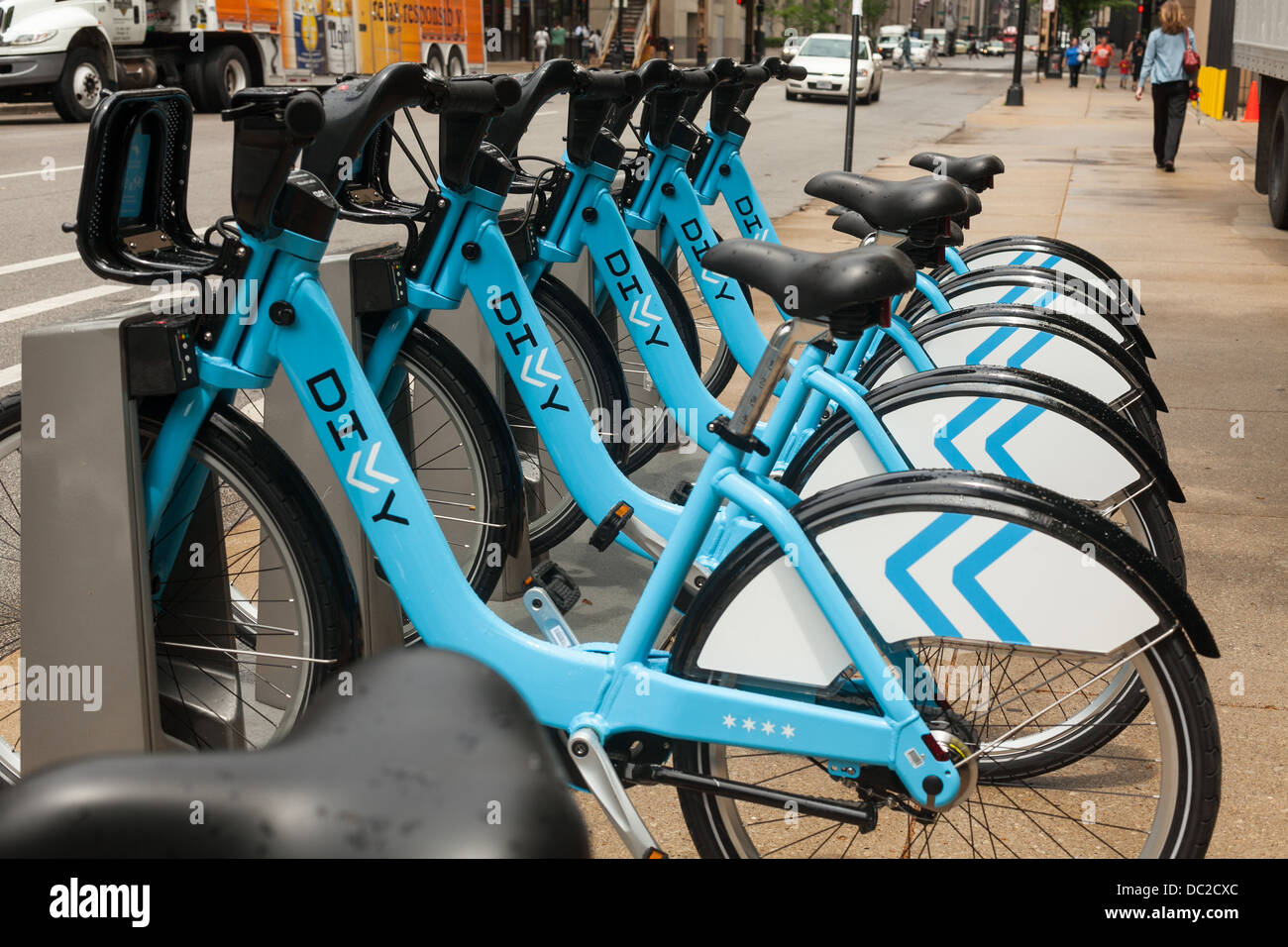 Divvy bikes, Chicago's new bike sharing bicycles Stock Photo Alamy