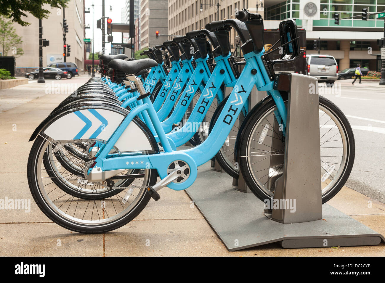Divvy bikes, Chicago's new bike sharing bicycles Stock Photo Alamy