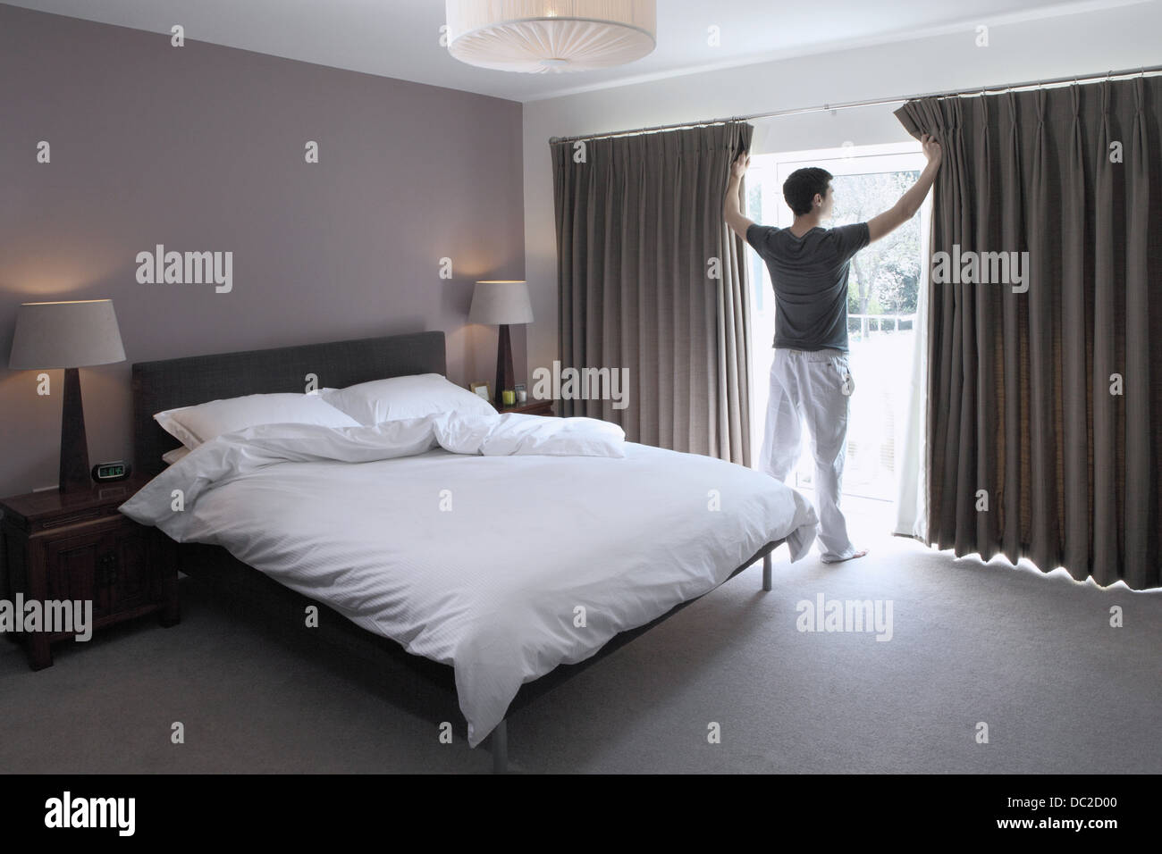Man Looking Through Glass Door Of Bedroom Stock Photo 59061072 Alamy Man Looking Through Glass Door Of Bedroom