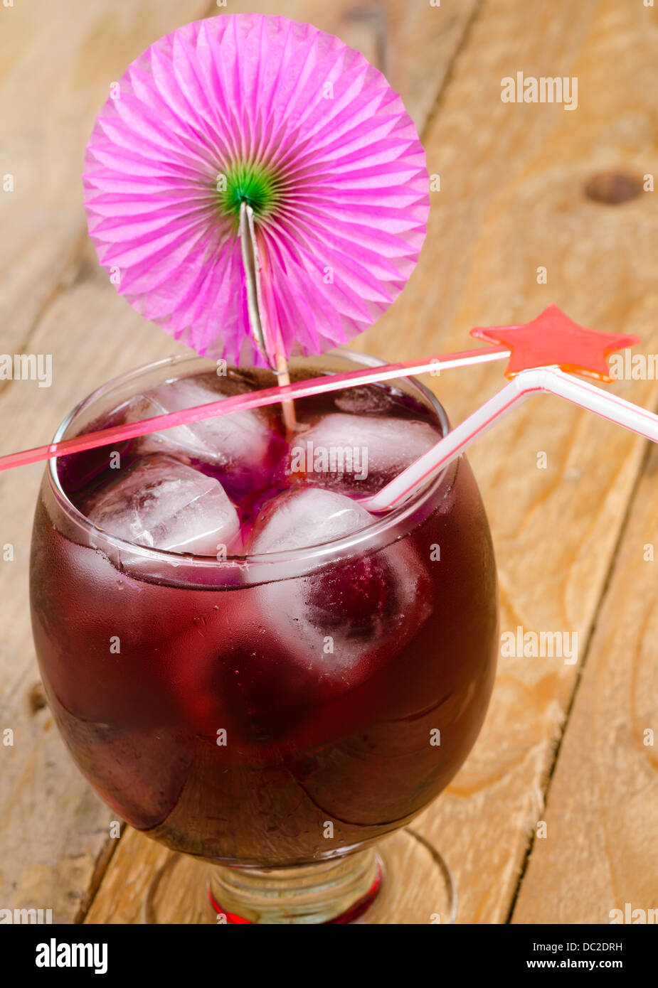 Fruity cherry cocktail on plenty of ice Stock Photo