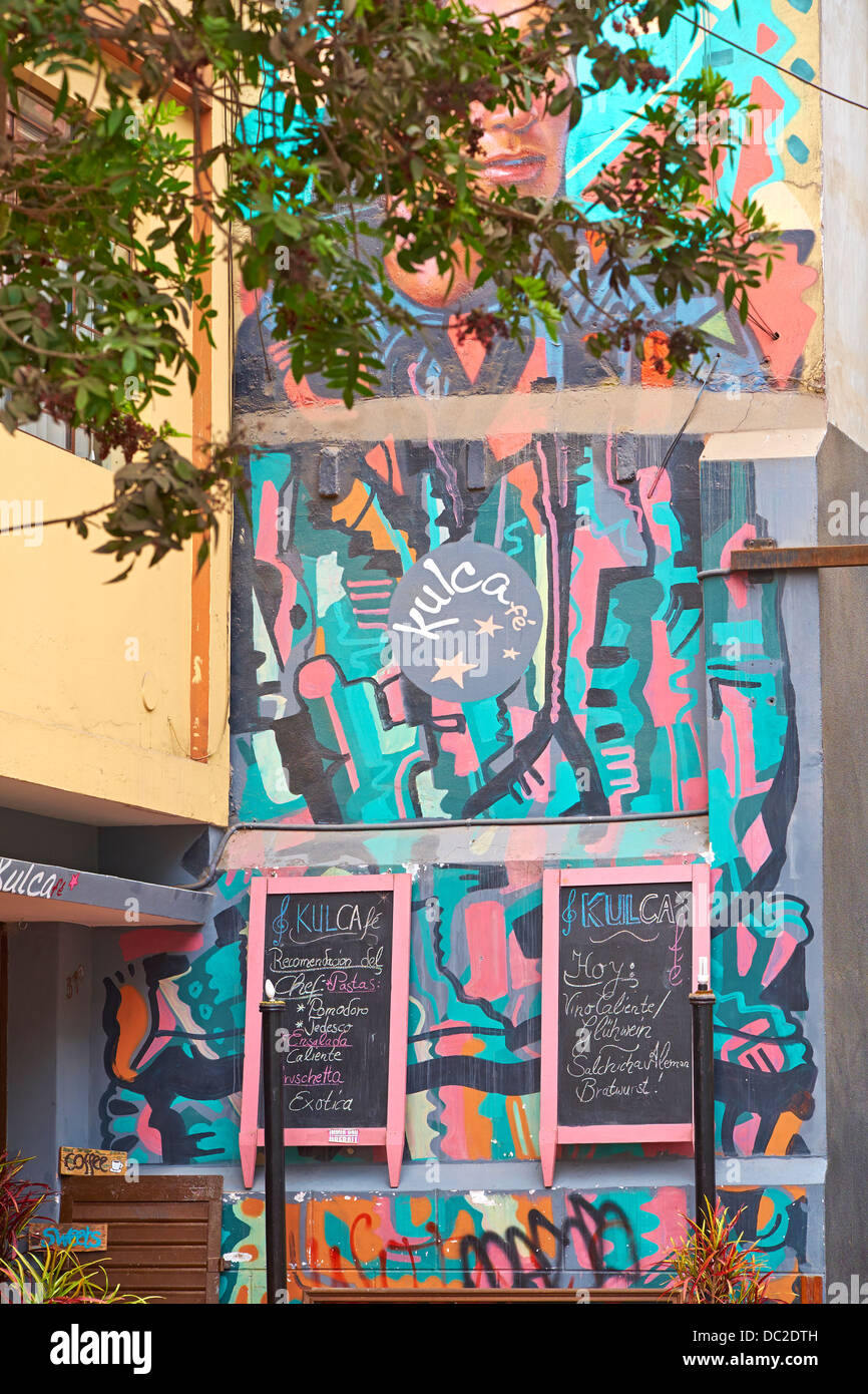 Cafe Signs, Miraflores district of Lima, Peru Stock Photo - Alamy
