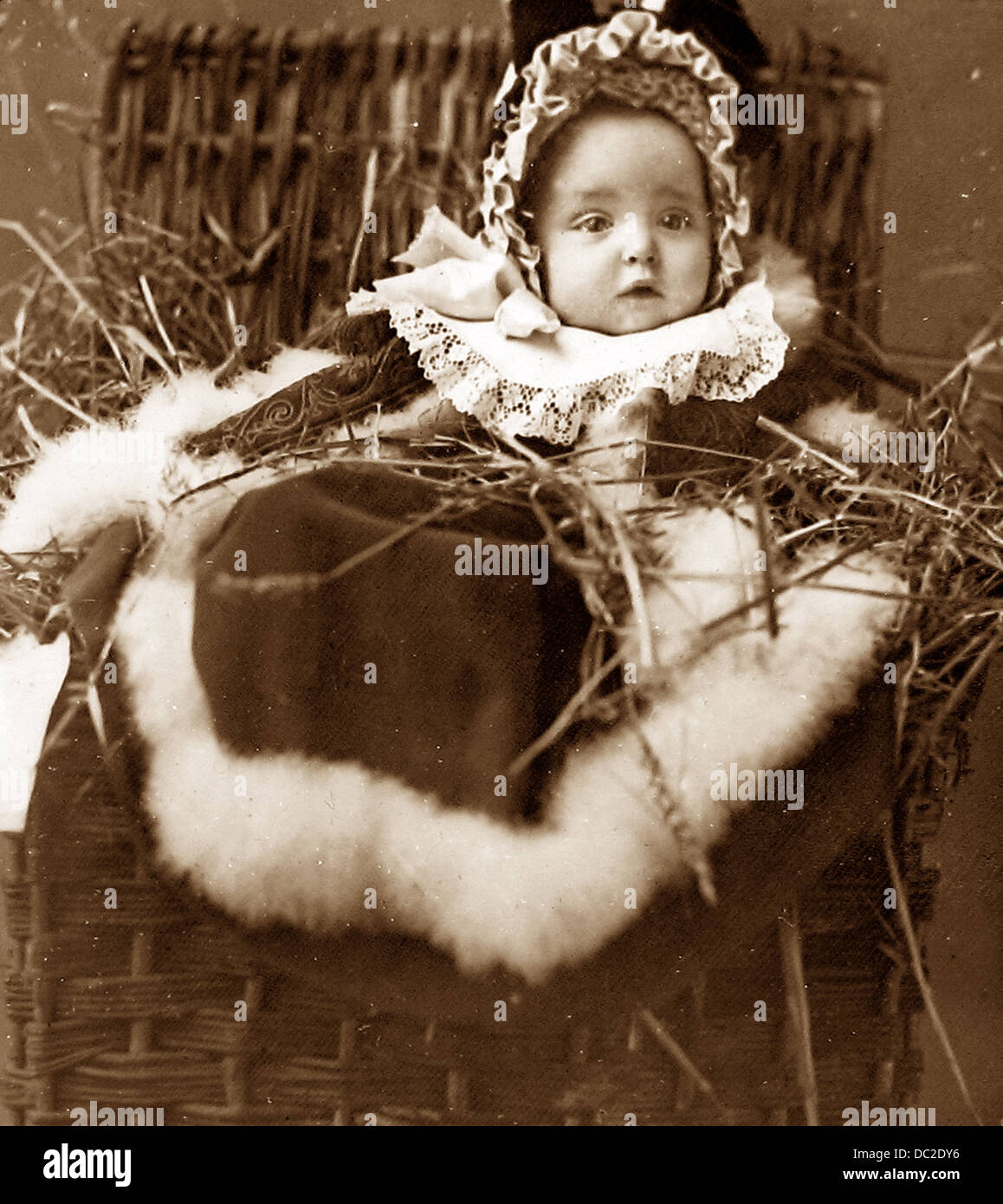 A Christmas Hamper Victorian period Stock Photo