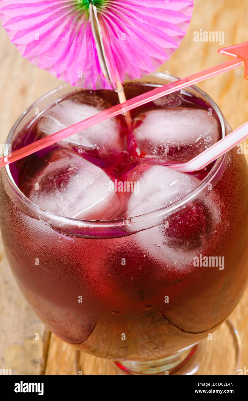 Fruity cherry cocktail on plenty of ice Stock Photo