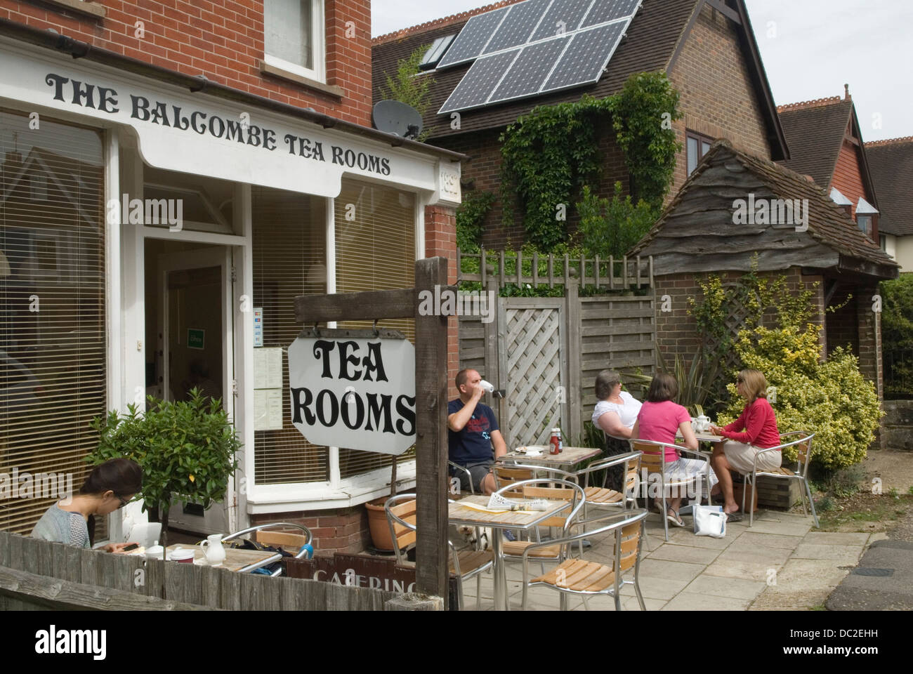 Balcombe West Sussex UK. The Balcombe Tea Rooms, local residents and tourists. HOMER SYKES Stock Photo