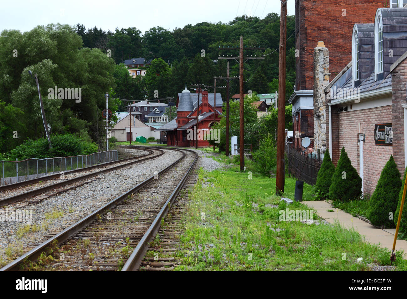 View along Baltimore and Ohio railway to restored station ( now a