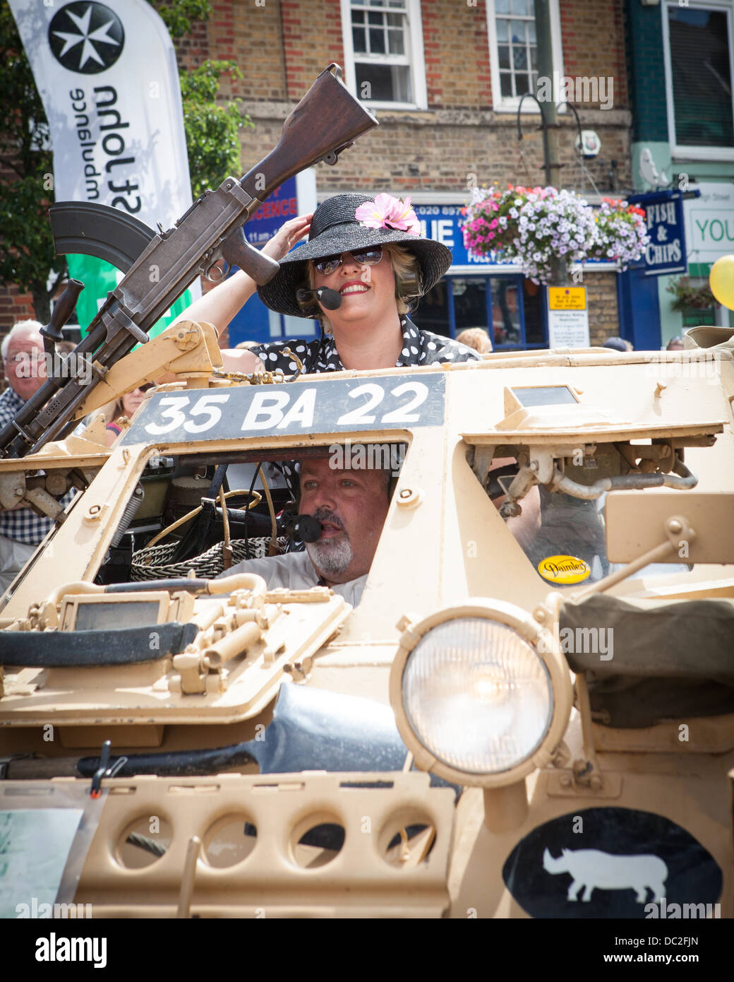Hampton Wick Festival 2013 - tanks, boats and all kinds of vehicles exhibit during this eccentric and fun event. Stock Photo