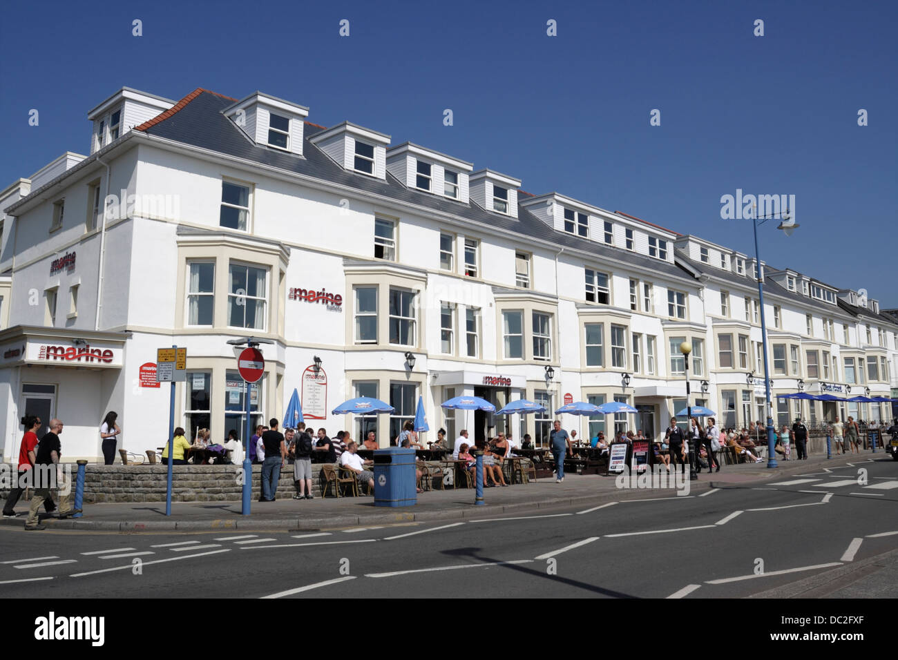 The Marine Hotel Bar on the seafront in Porthcawl Wales UK. Seaside resort town, Welsh coast coastline. British seaside coast Stock Photo