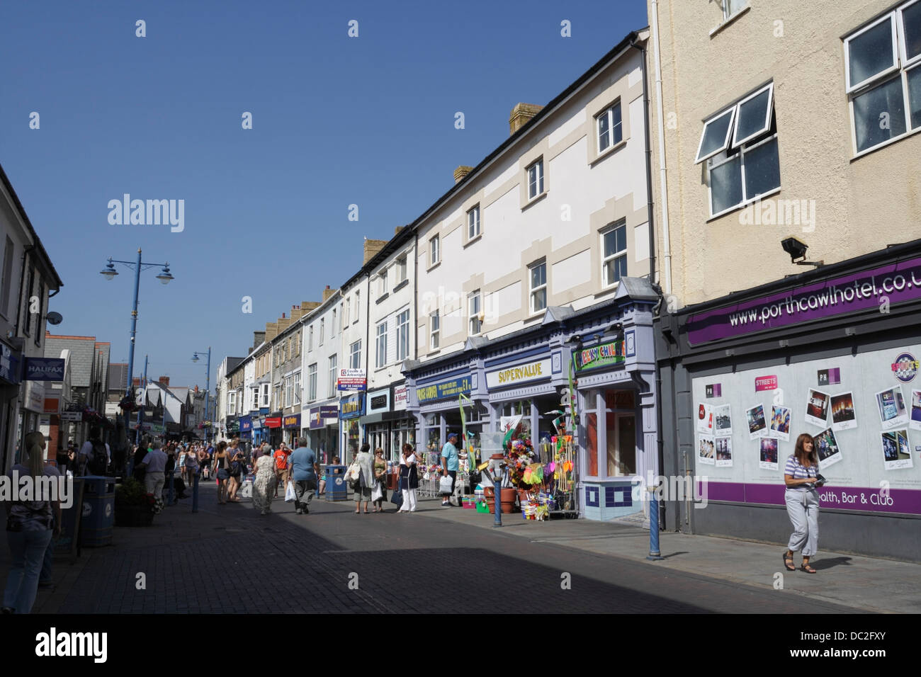 Pedestrian Shopping street in Porthcawl Wales Stock Photo