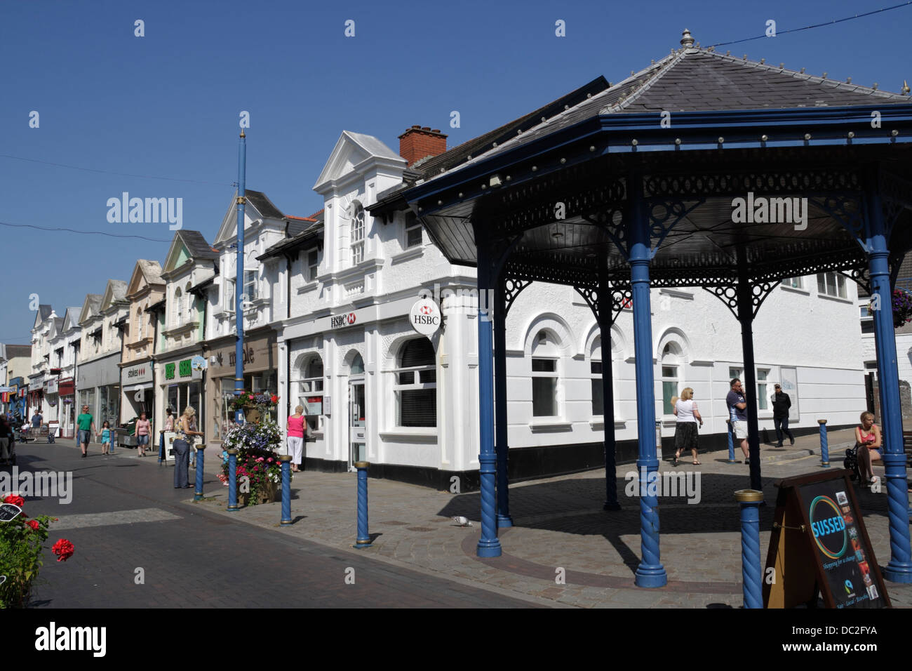 Pedestrian Shopping street in Porthcawl Wales Stock Photo
