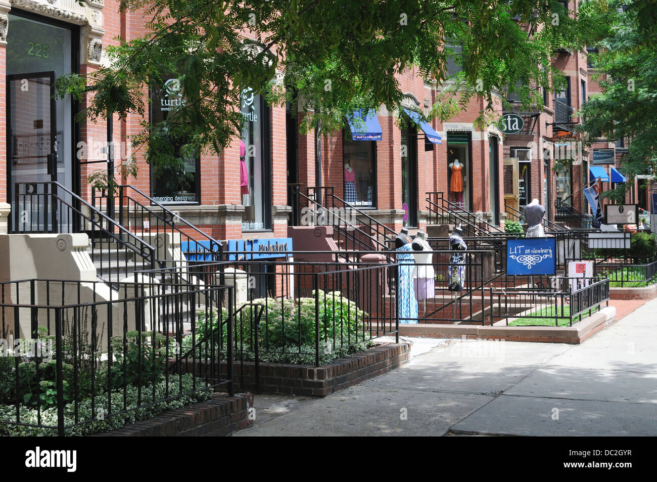 Shops and Cafes along Newbury Street, Back Bay Boston, Massachusetts