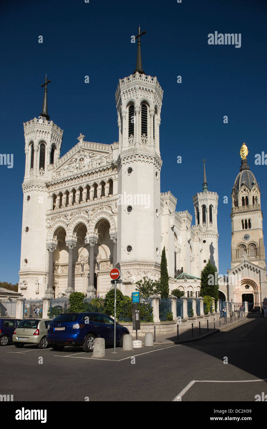 BASILICA OF NOTRE DAME DE FOURVIERE OLD TOWN LYON RHONE ALPES FRANCE Stock Photo