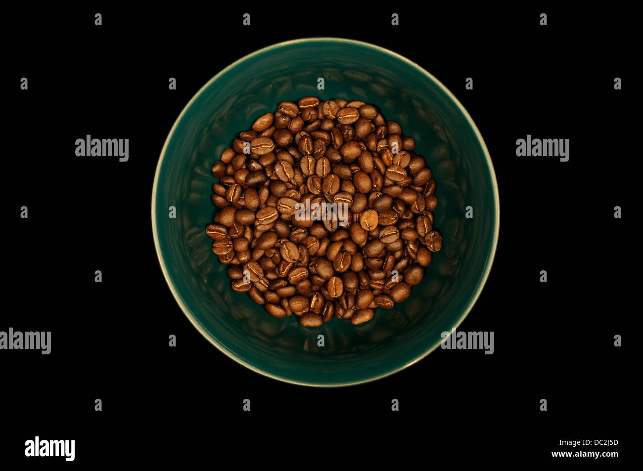 Fresh Roasted Coffee Beans in a Green Ceramic Bowl Stock Photo - Alamy