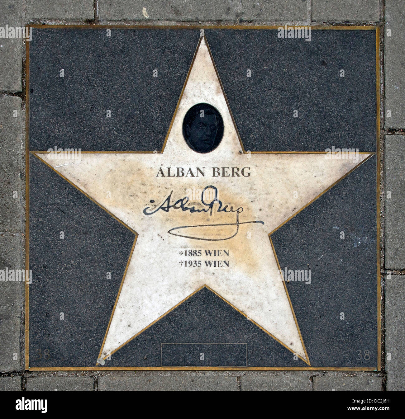 The star of Alban Berg, on the ground in front of the State Opera House, Vienna, Austria Stock Photo