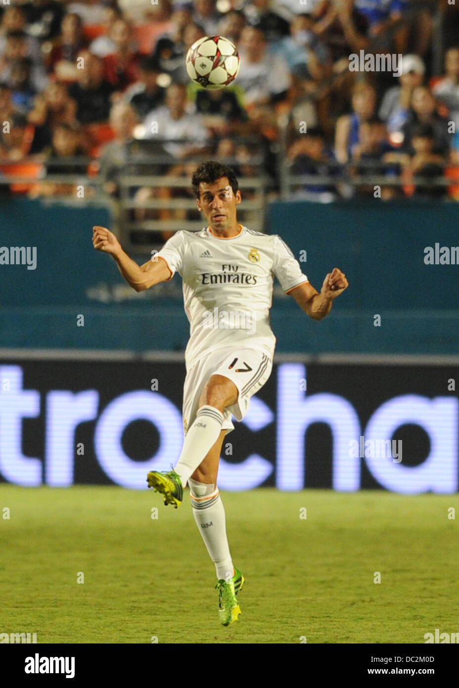Miami, FL, USA. 08th Aug, 2013. Alvaro Arbeloa (17) during the second half of the the final of the Guinness International Champions Cup between Real madrid and Chelsea. The game was won by a score of 3-1 by Real Madrid with Ronaldo scoring a brace. Credit:  Action Plus Sports Images/Alamy Live News Stock Photo