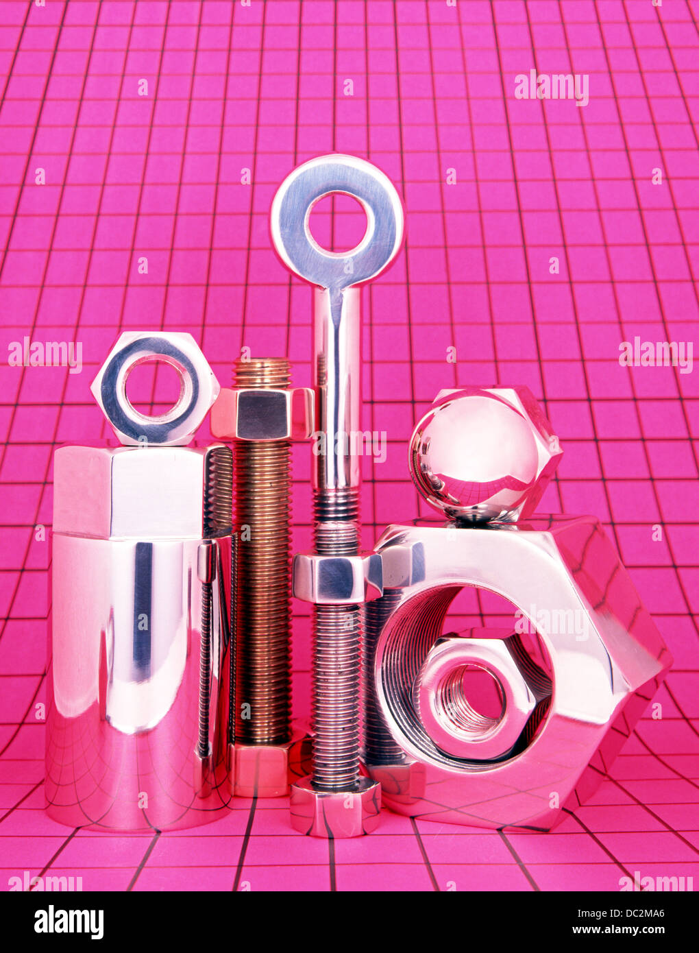 Chromium plated large nuts, bolts and fixings, UK, Western Europe Stock