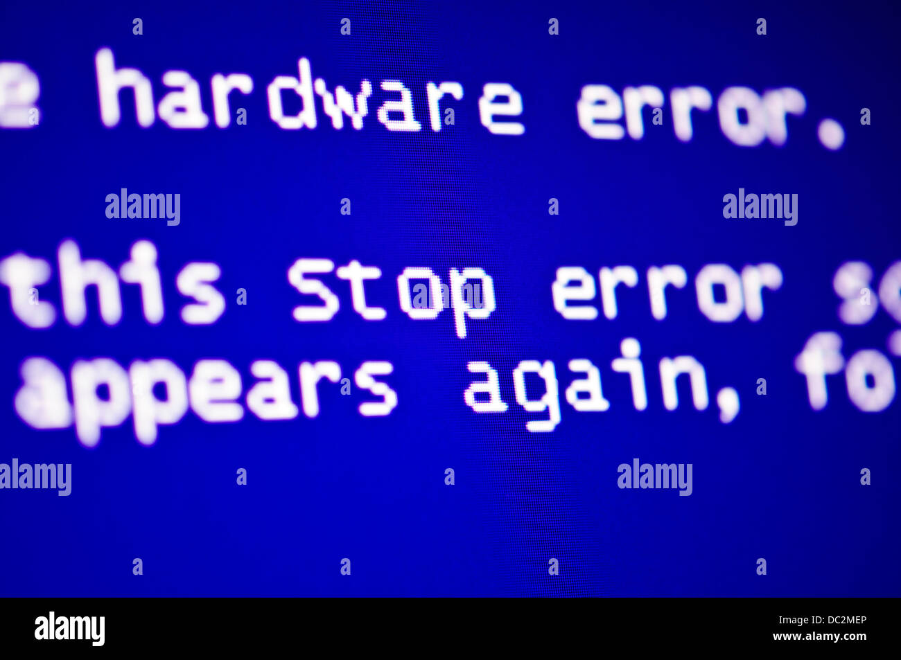 Blue screen of death, computer error crash Stock Photo