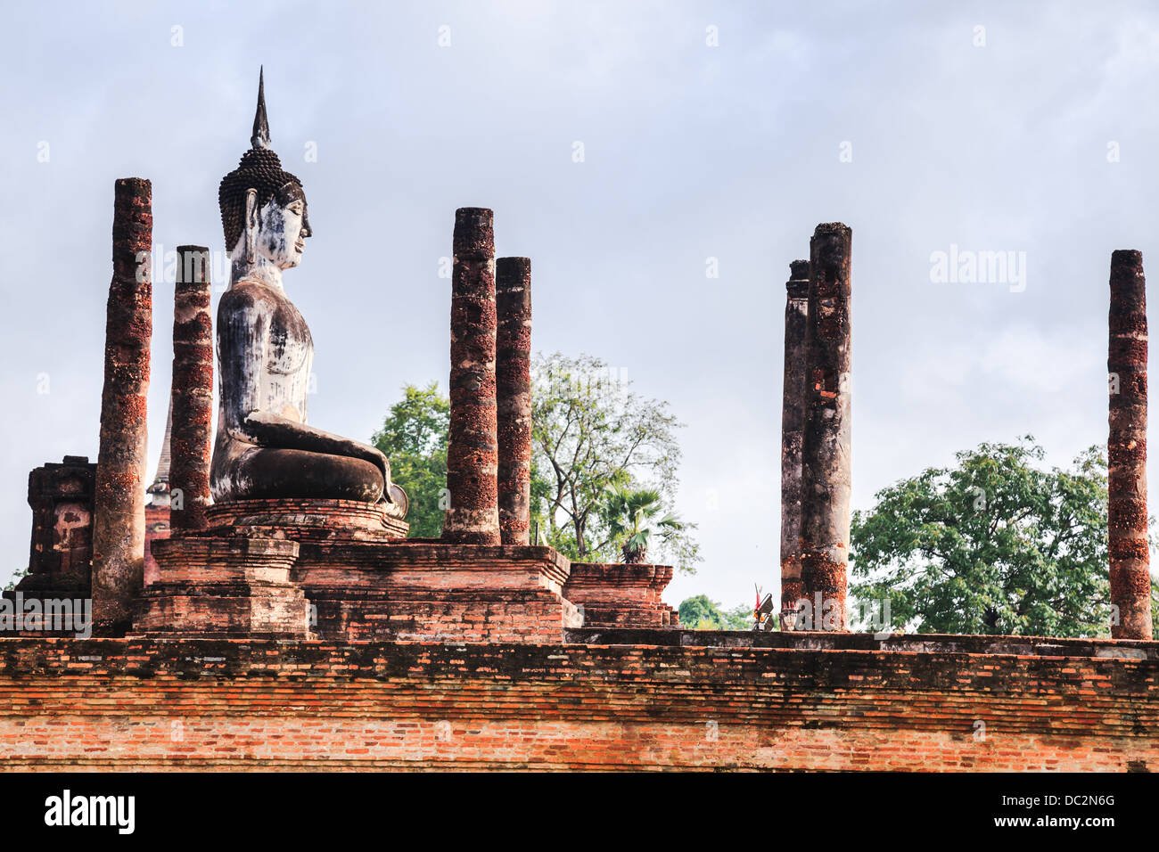 Buddha image at wat maha that in sukhothai historical park, thailand Stock Photo