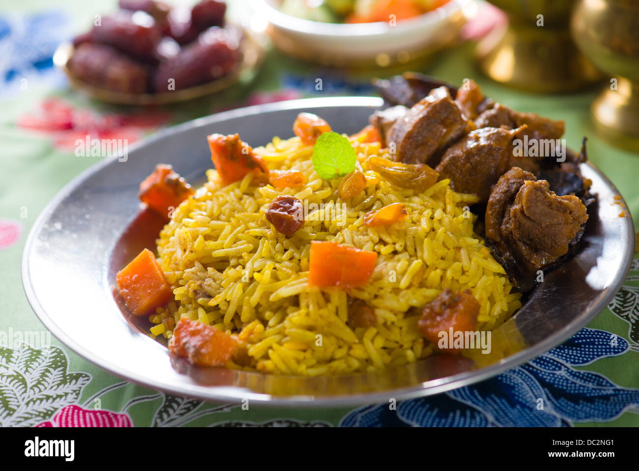 arab rice meat food with pilaf Stock Photo