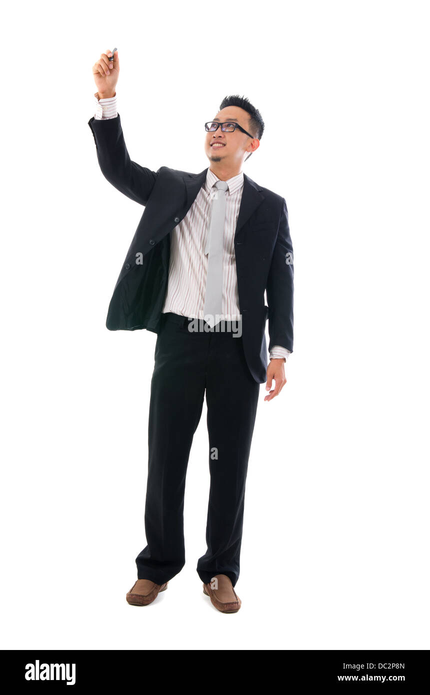 male writing something on glass board with marker Stock Photo - Alamy