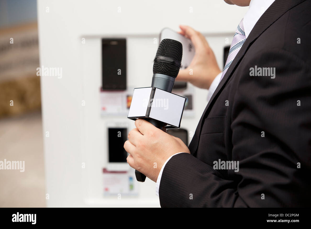 microphone where a speaker is making his presentation, speach Stock