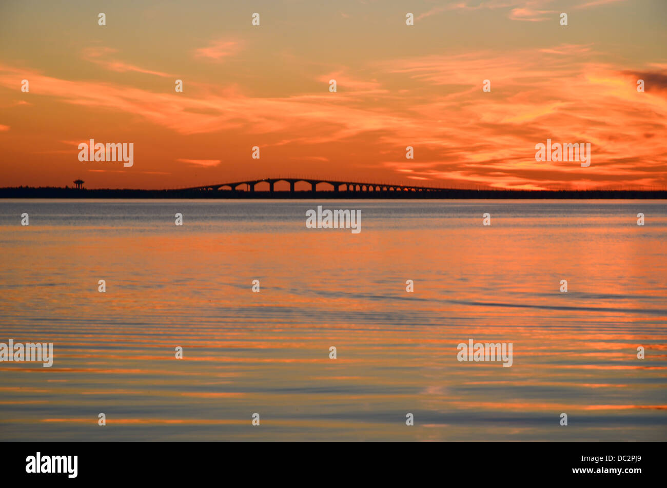 Oland bridge connects the island Oland in the Baltic sea with mainland Sweden Stock Photo