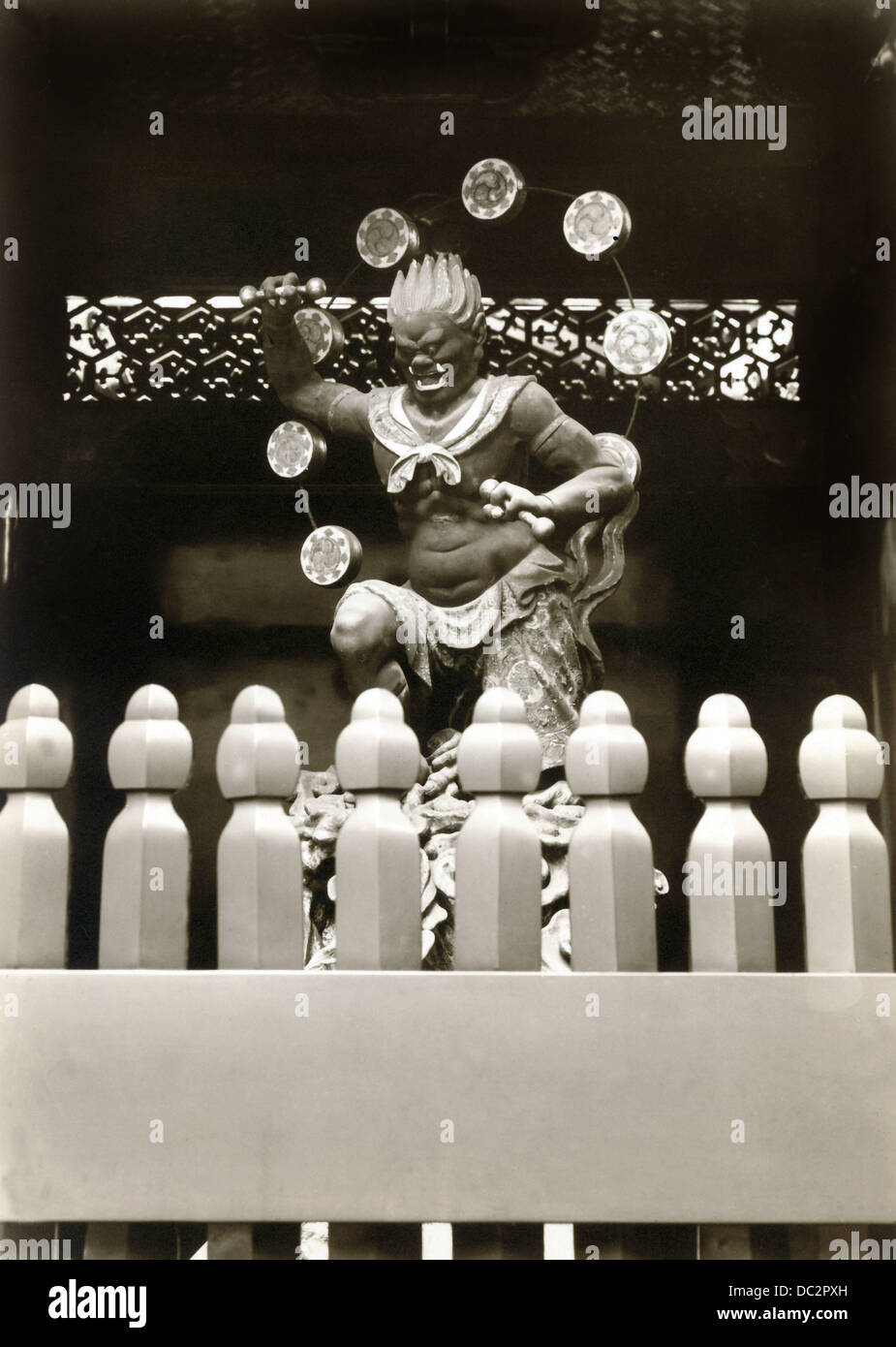 Kaminari-Sama - god of thunder. Pictured in the early 1920th. Stock Photo