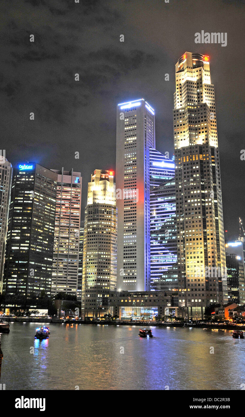 business district by night Singapore Stock Photo