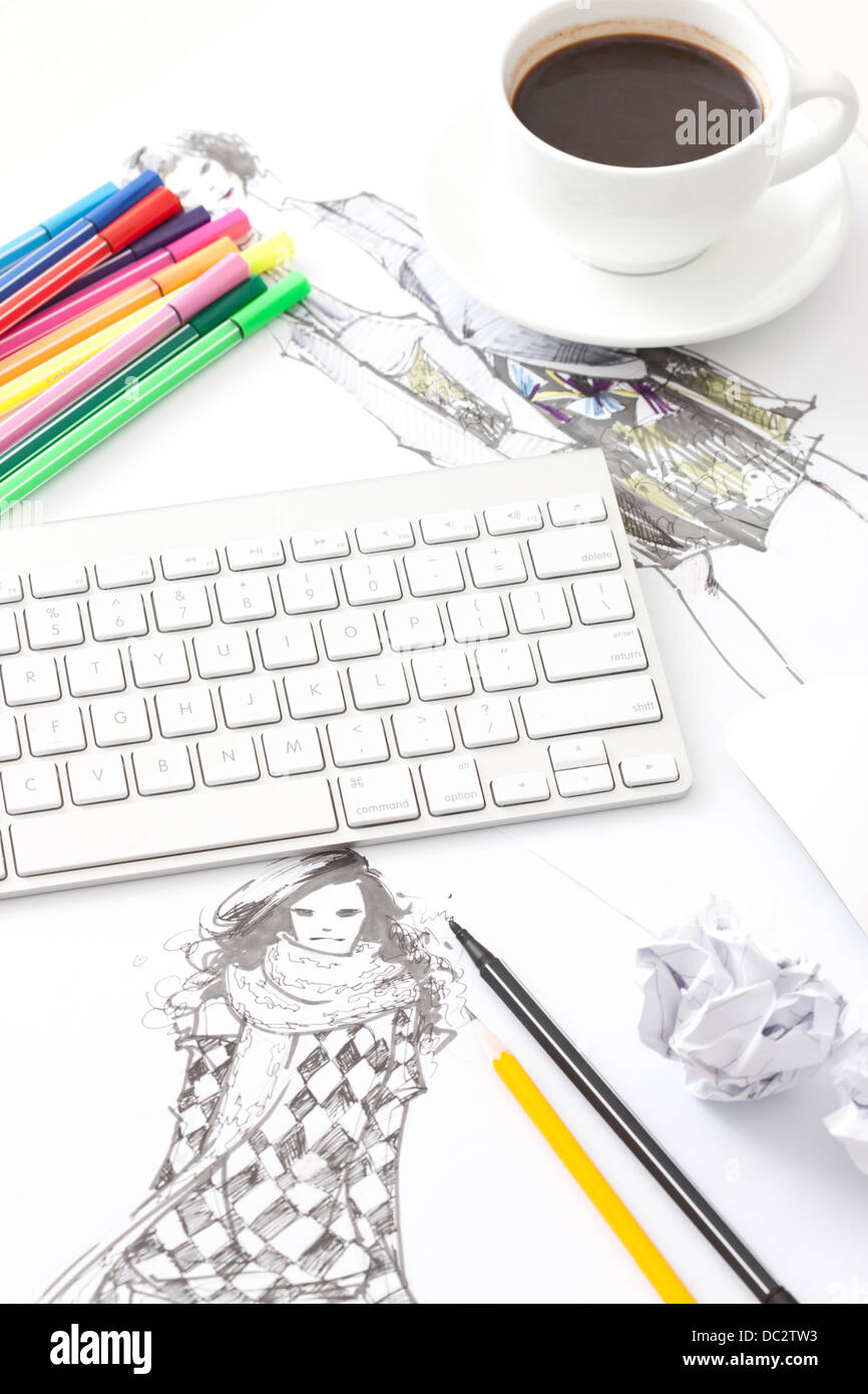 Office desk in design studio Stock Photo - Alamy