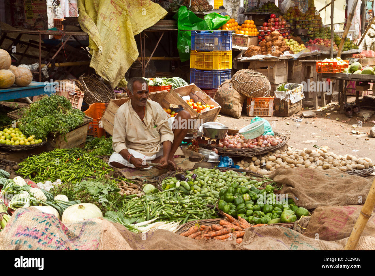 vegetable seller on the streets of Varanasi in India Stock Photo Alamy