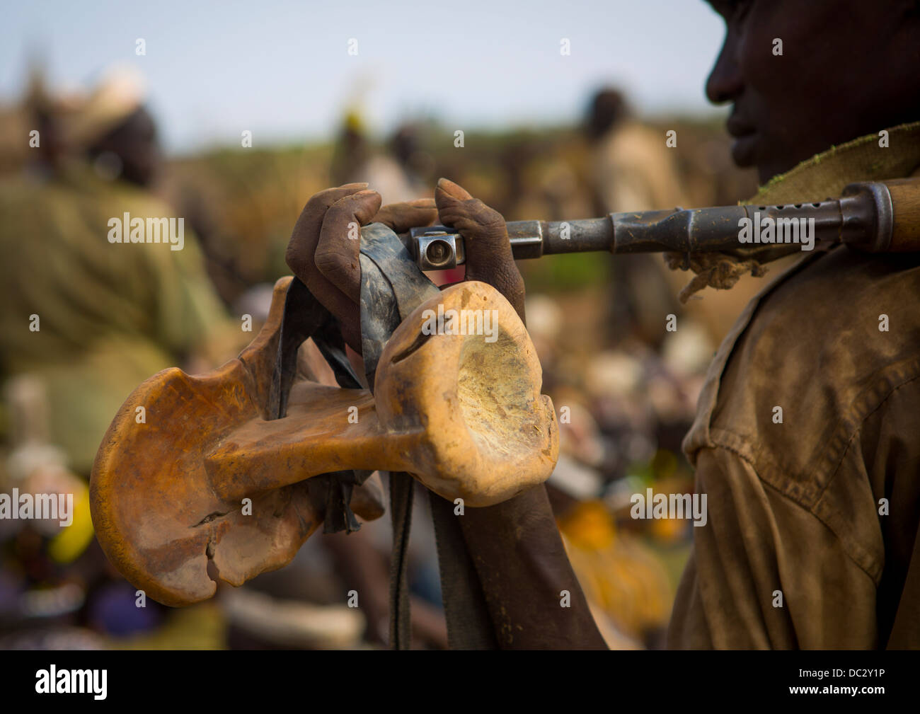 Dassanech Tribe Warrior With His Gun, Omorate, Omo Valley, Ethiopia Stock Photo