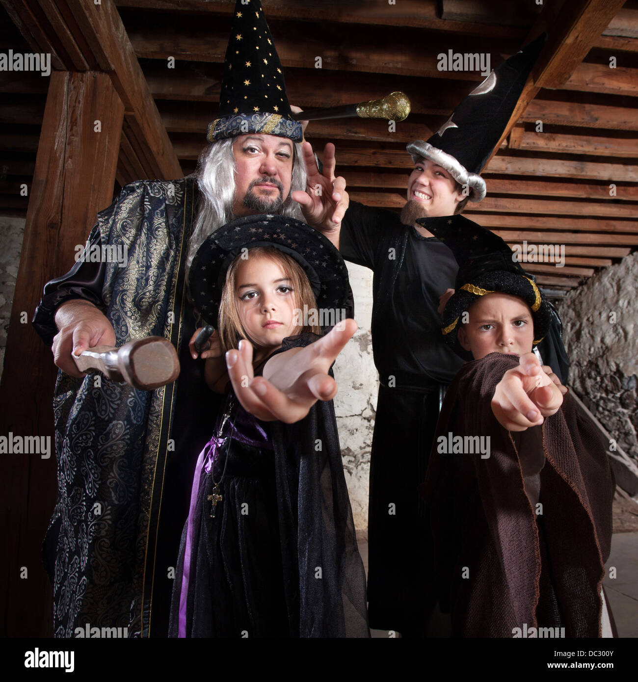 Halloween Wizard Family Stock Photo