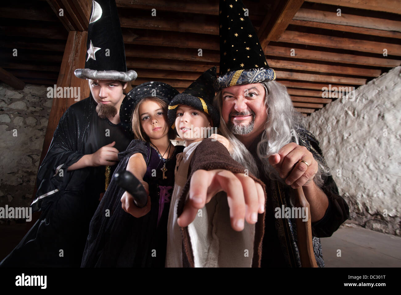 Mythical Family of Wizards Stock Photo