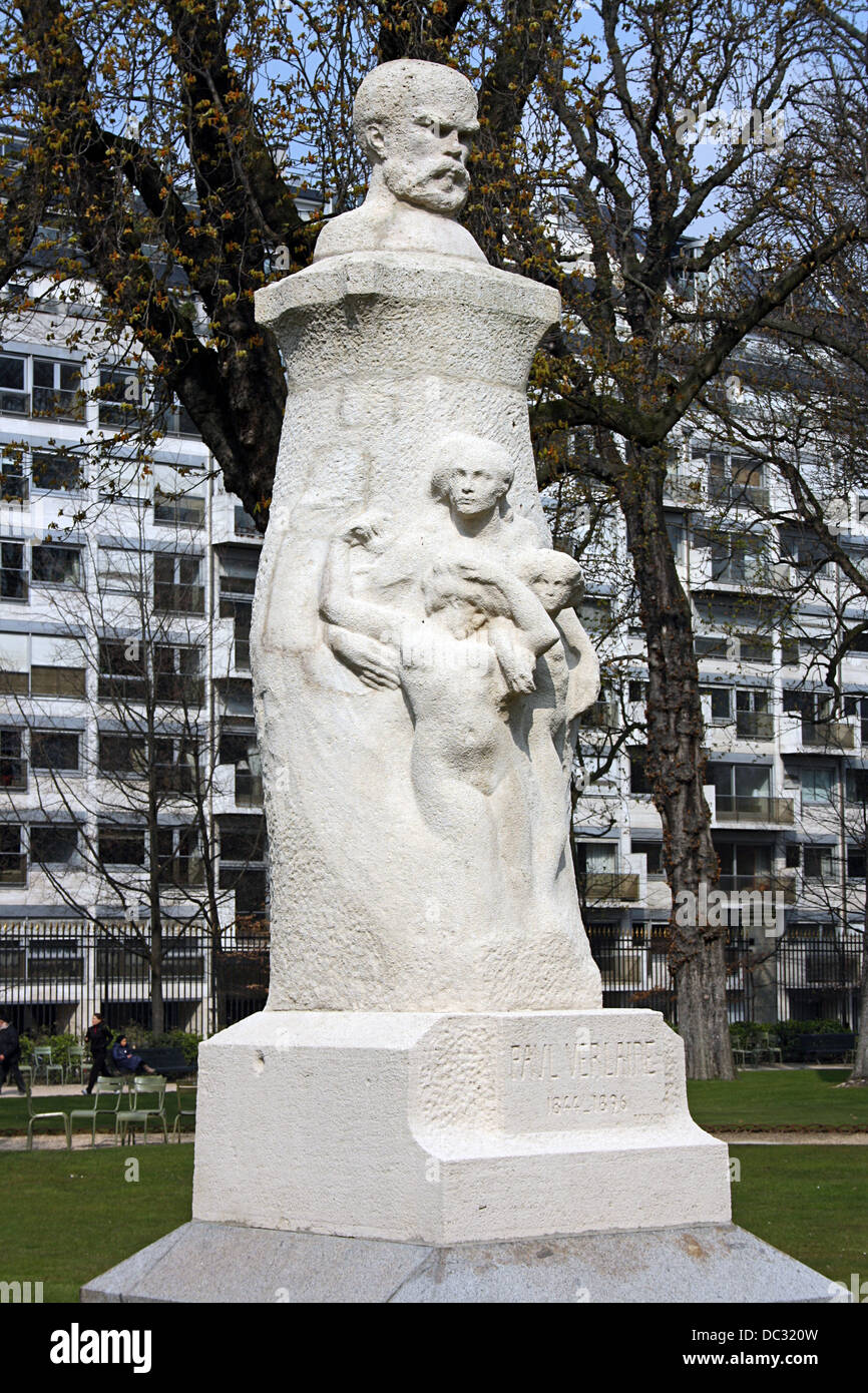 Paris, France, statue of Verlaine, Poet and writer Stock Photo