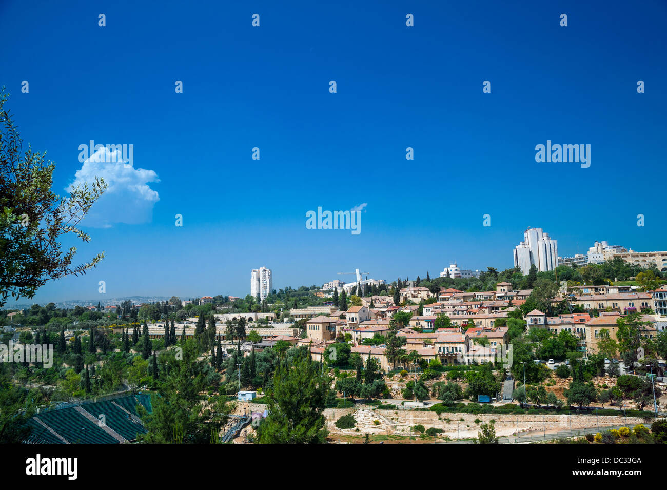 Landscape of Mishkenot Sheananim, the first jewish quarter outside the walls, Jerusalem Stock Photo