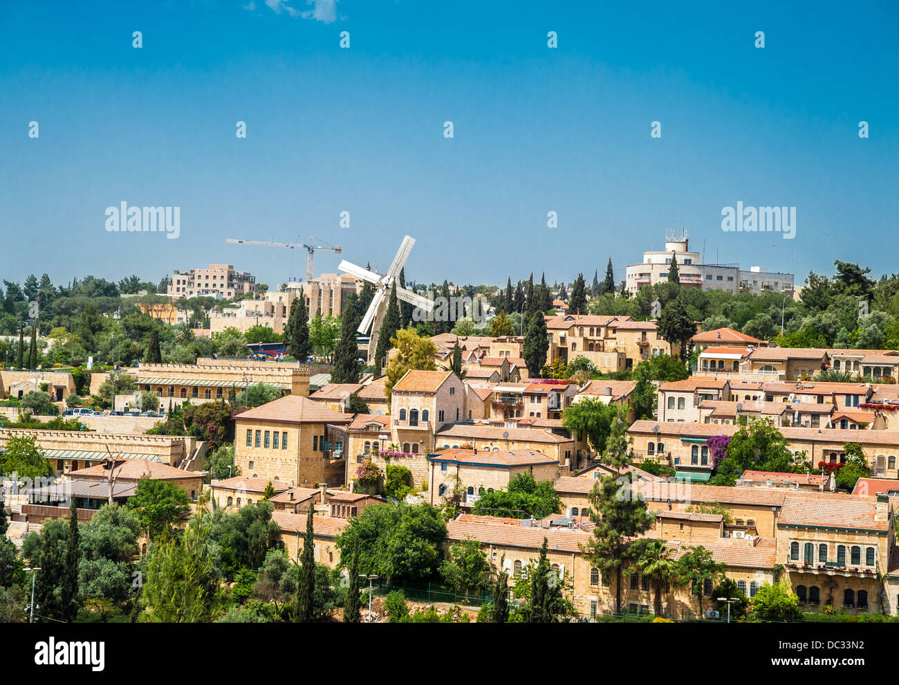 Landscape of Mishkenot Sheananim, the first jewish quarter outside the walls, Jerusalem Stock Photo