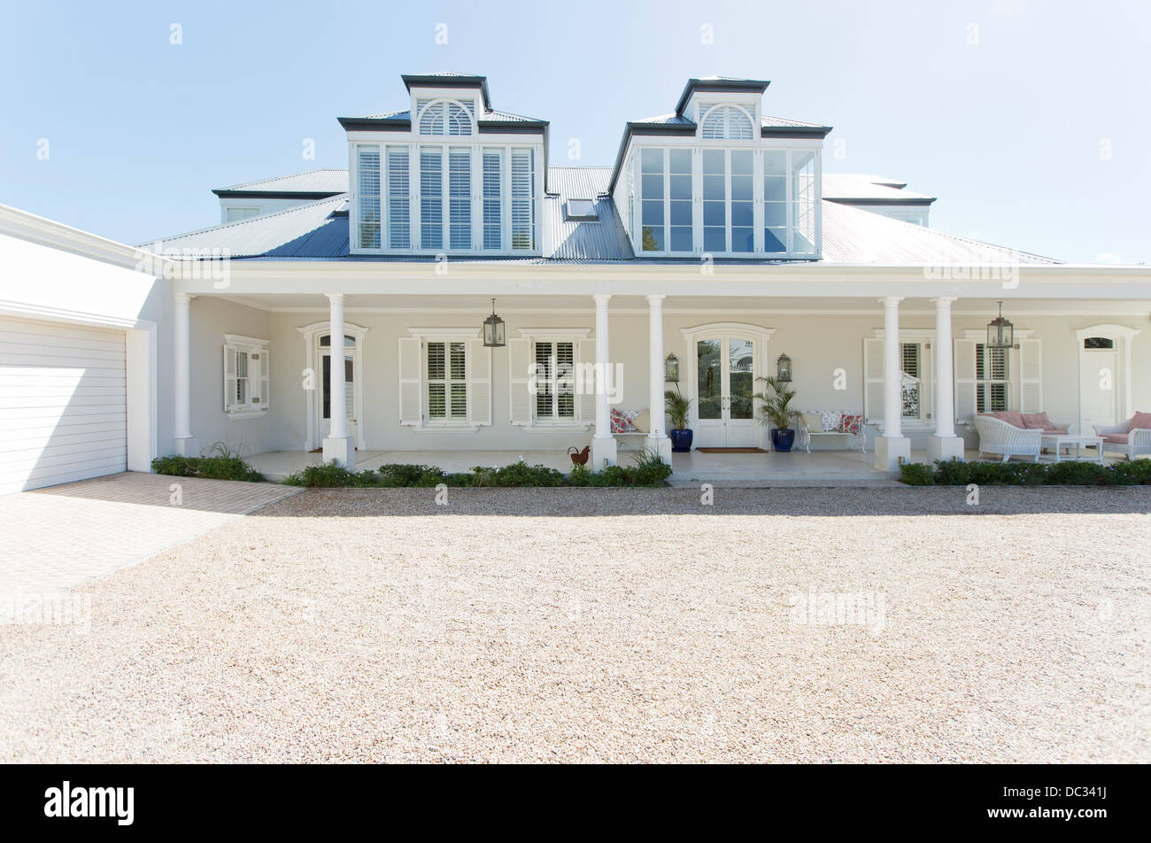 Driveway of luxury house Stock Photo