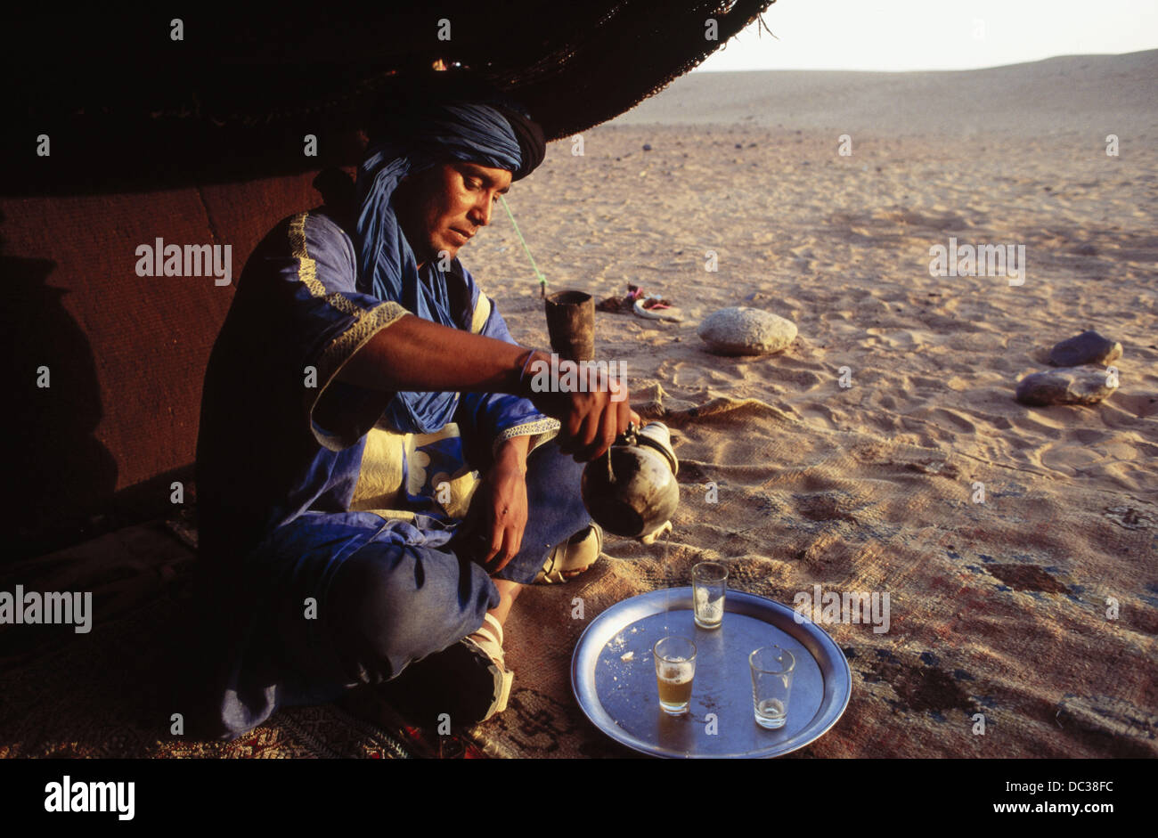 Tuareg drinking tea. Sahara. South Morocco Stock Photo Alamy