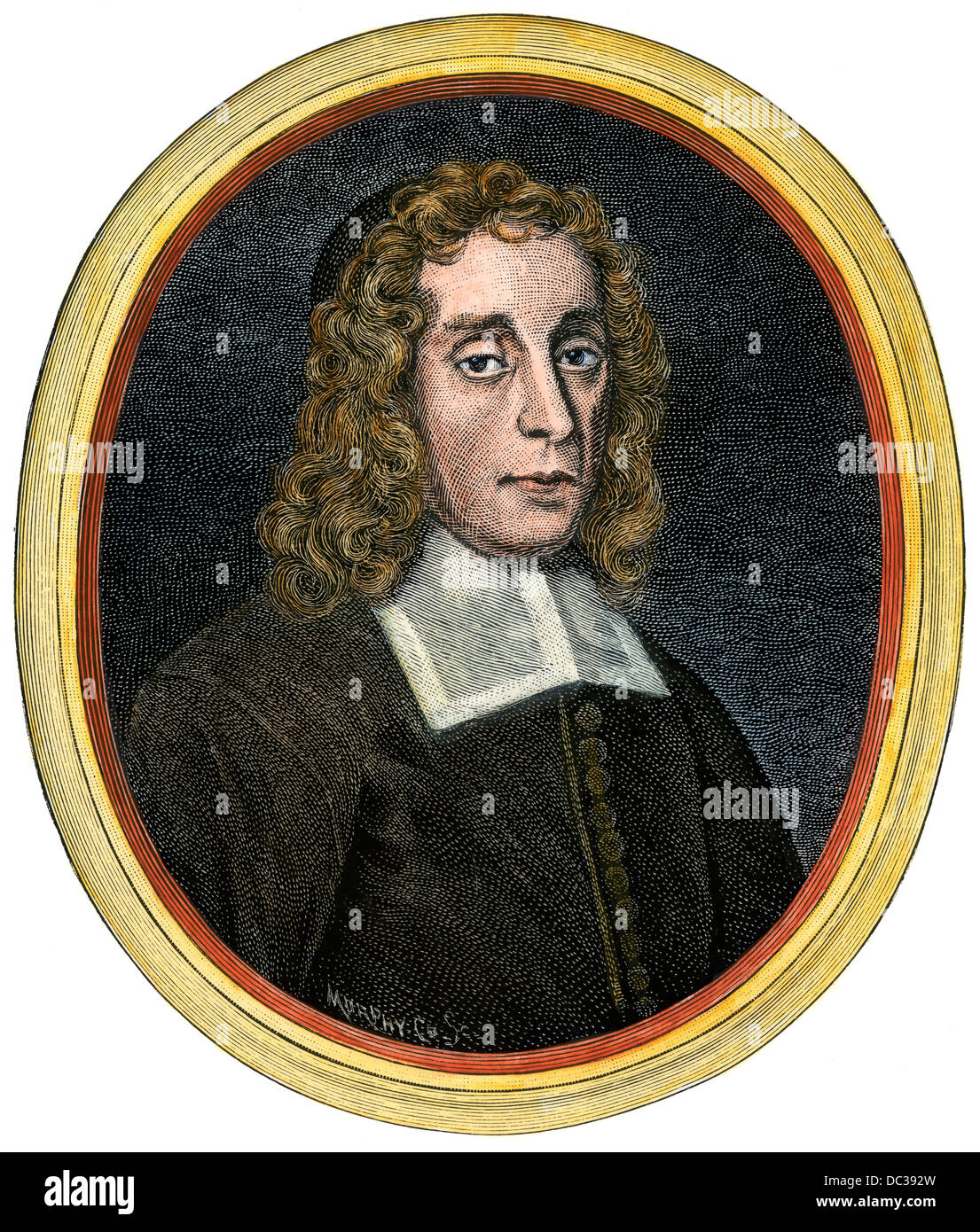 Puritan minister Increase Mather. Hand-colored woodcut Stock Photo