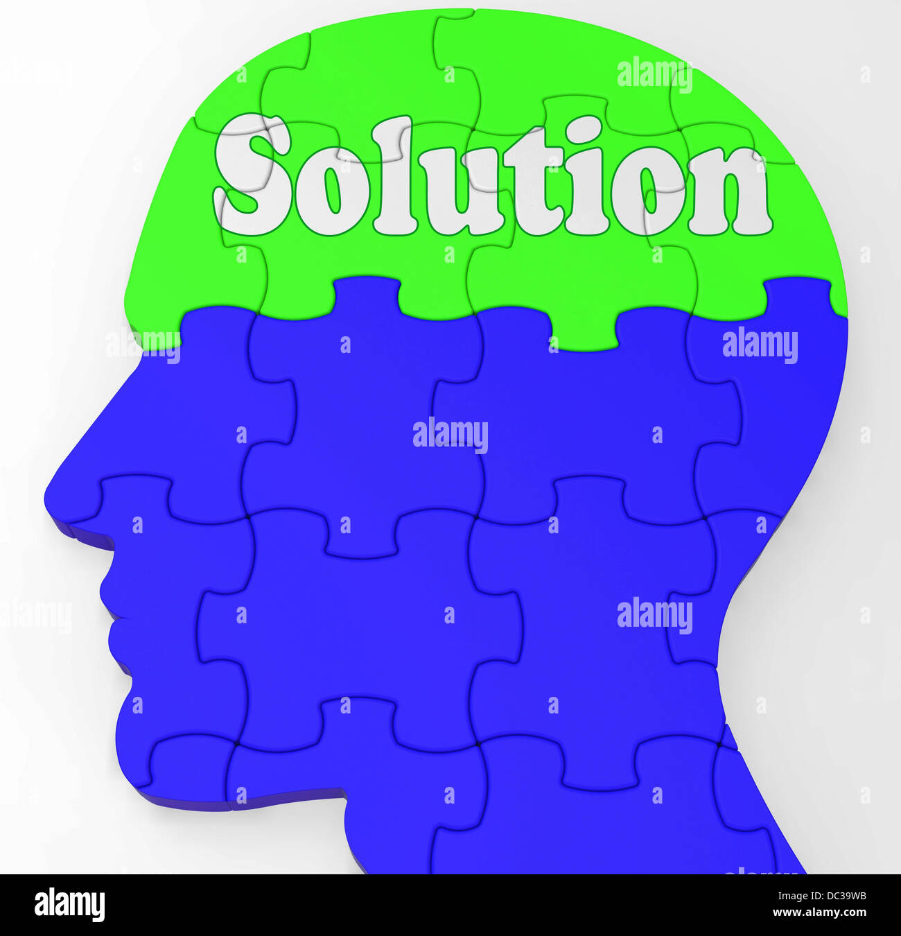 Solution Brain Profile Shows Result Of Problem Stock Photo - Alamy