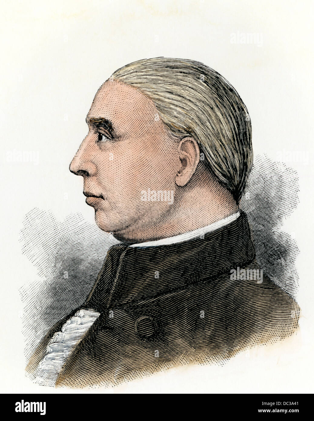 Rufus Putnam portrait. Hand-colored woodcut Stock Photo