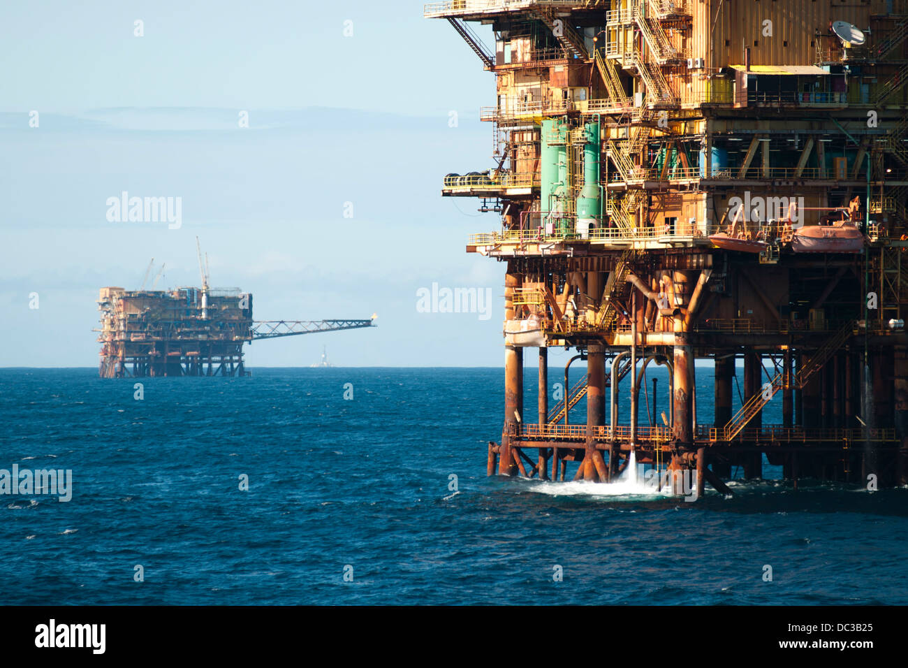 oil drilling rigs offshore oil field Rio de Janeiro Campos Basin, Brazil Stock Photo