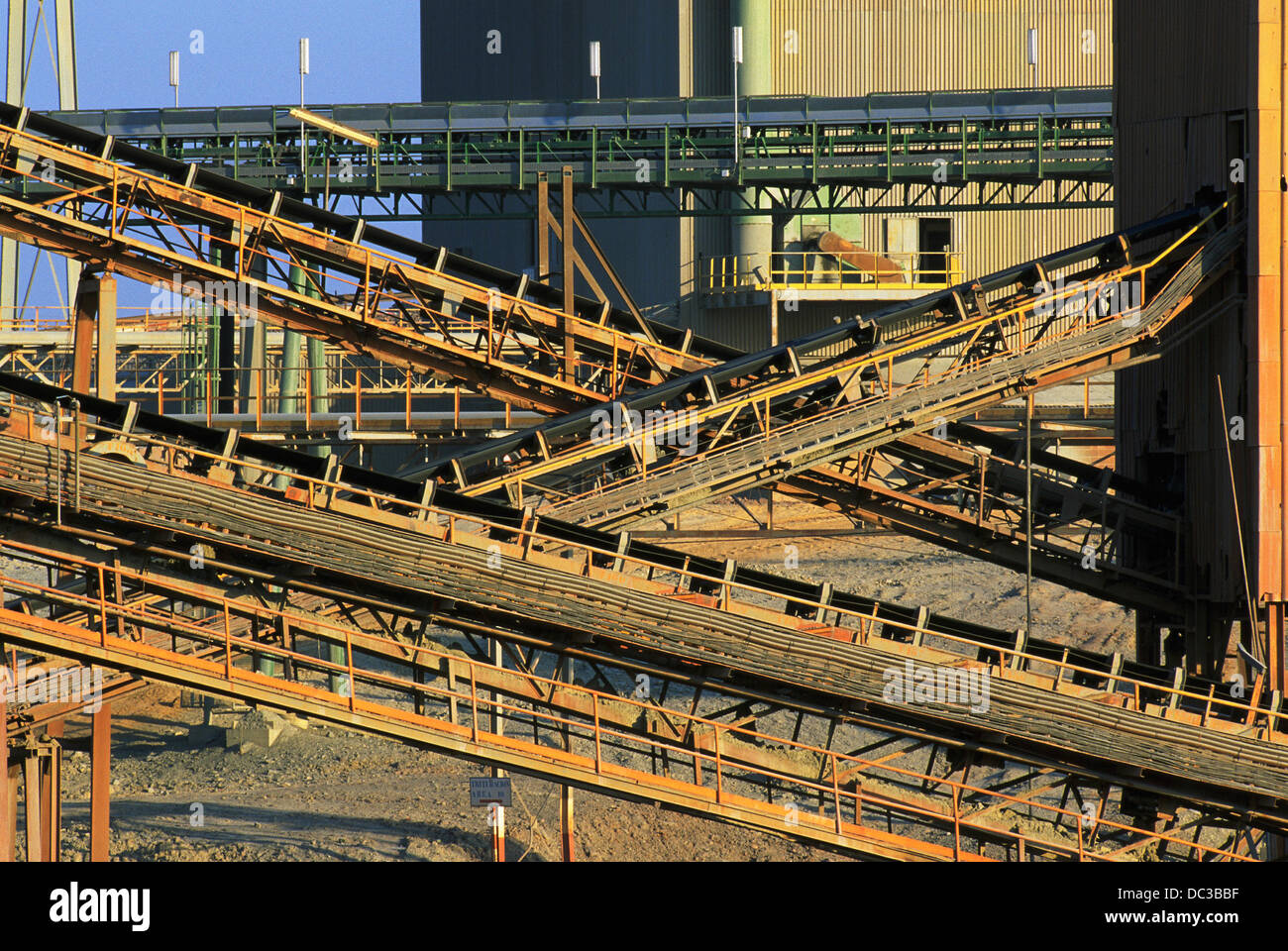 Conveyor belts at the Río Tinto mines. Huelva province. Spain Stock