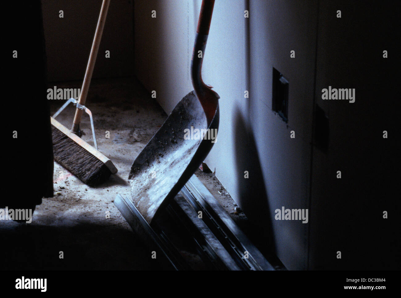 Spade and broom Stock Photo Alamy