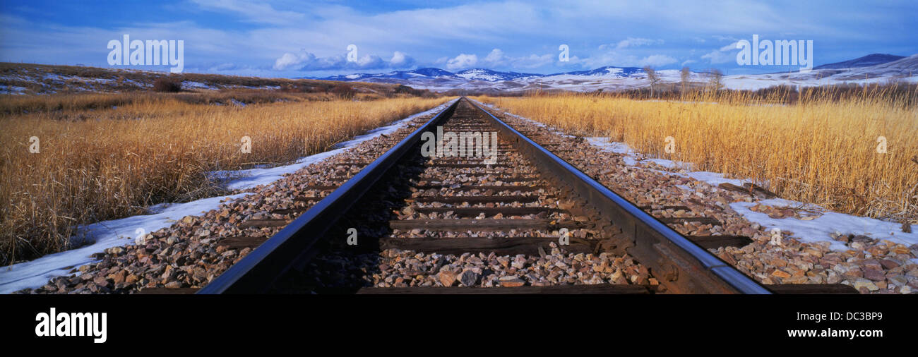 Railroad tracks through Montana. USA Stock Photo Alamy