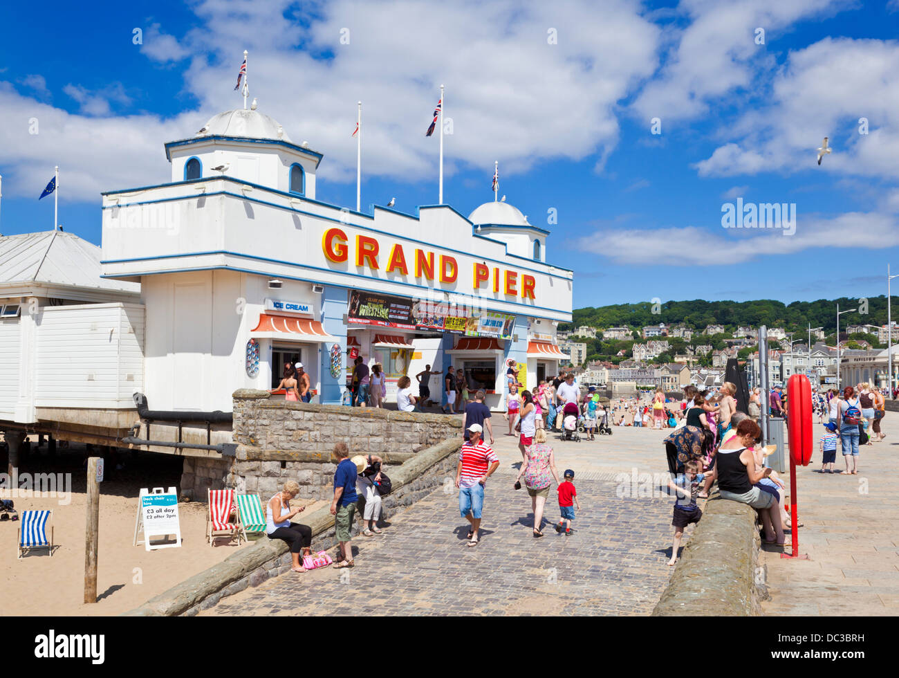 Weston Super Mare Grand Pier and beach Weston-Super-Mare Somerset England UK GB EU Europe Stock Photo