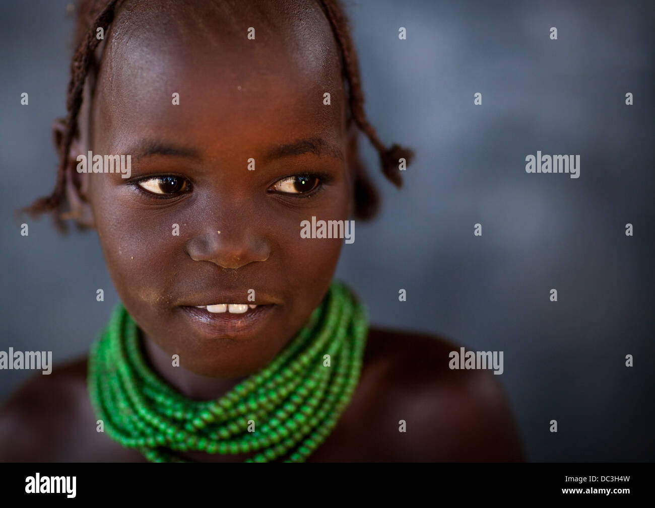 Dassanech Tribe Girl, Omorate, Omo Valley, Ethiopia Stock Photo