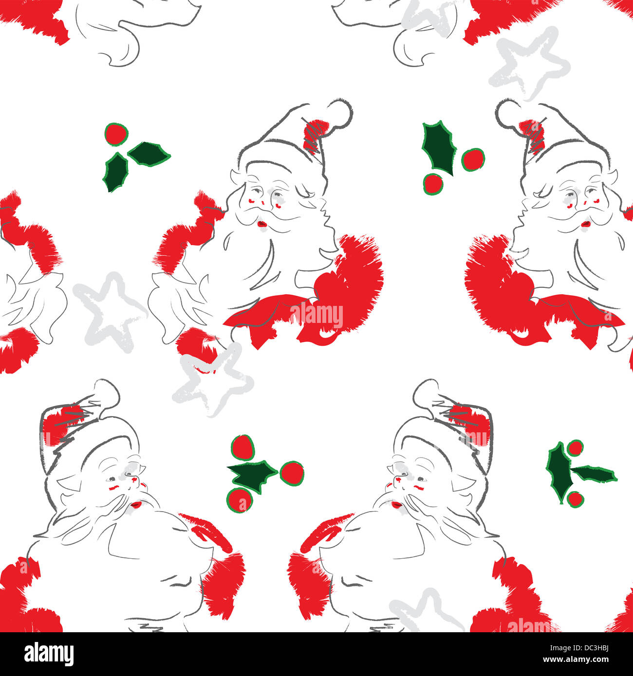 Cheerful Santa Seamless Pattern Stock Photo