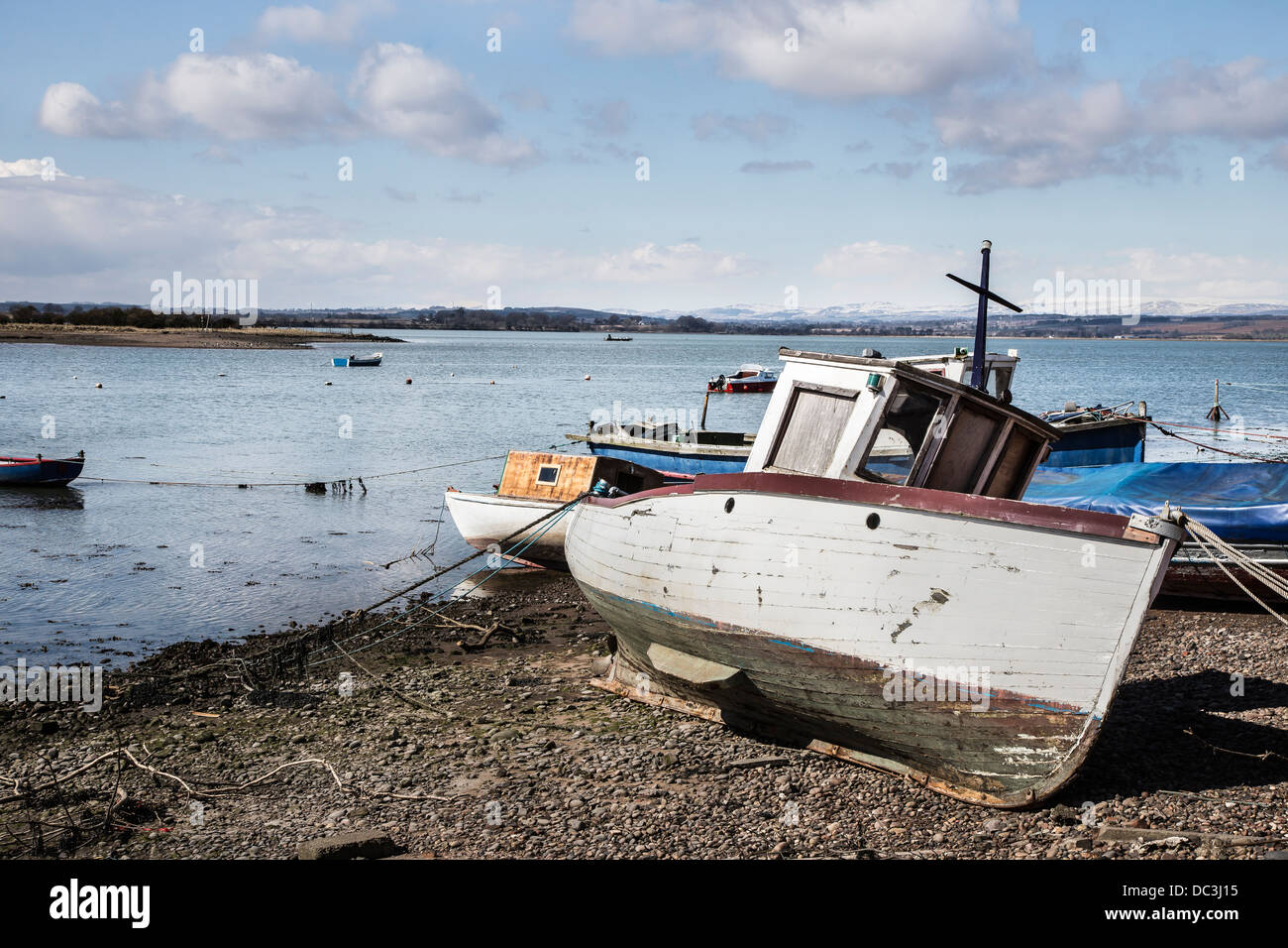 Boats & the Montrose basin in Angus ,Scotland Stock Photo