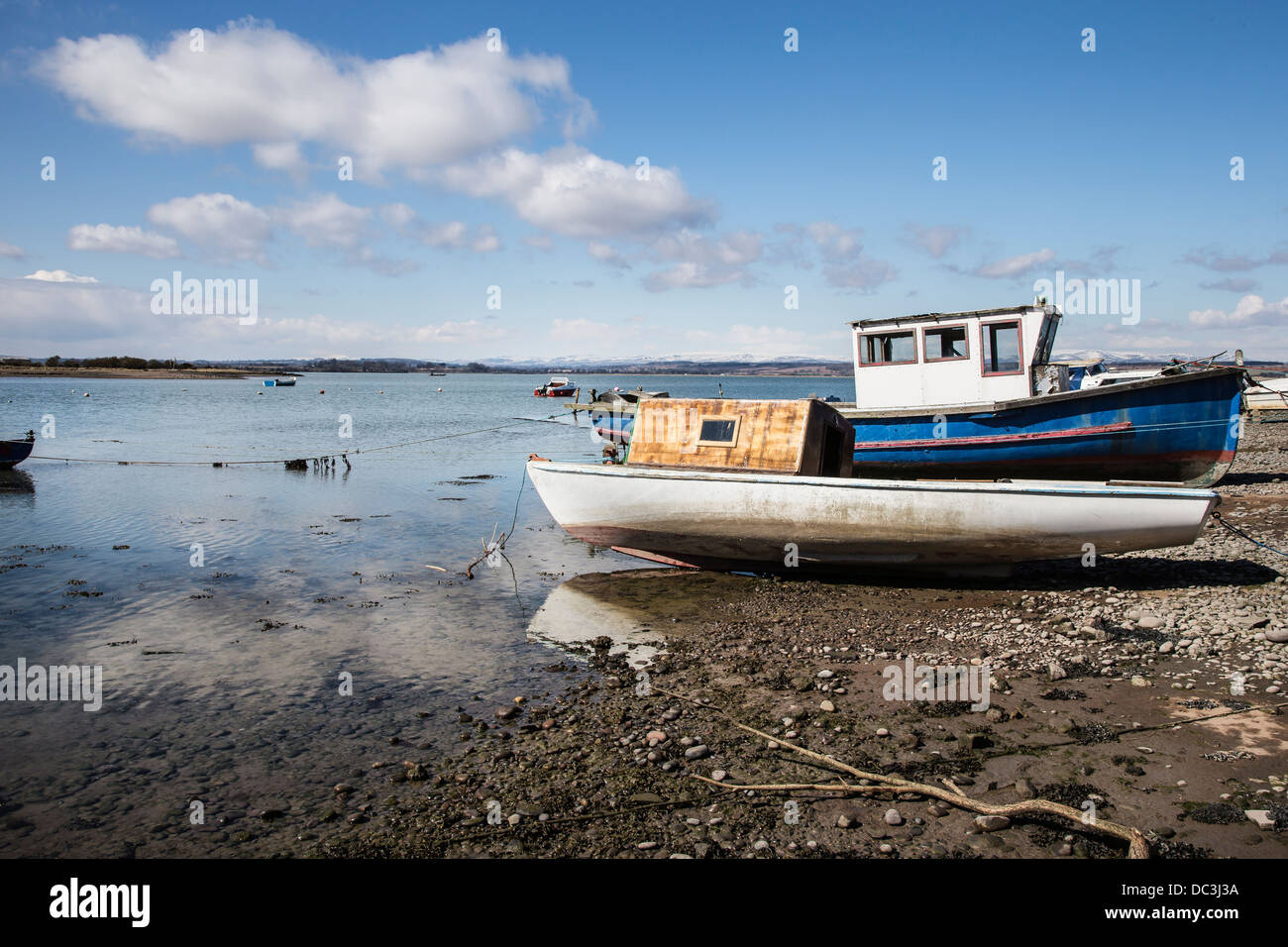 Boats in the Montrose basin in Angus ,Scotland. Stock Photo